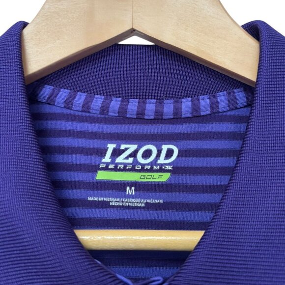 Izod Perform X Golf Polo Size Medium Purple Stripe - Picture 3 of 5